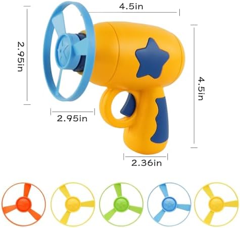 Andiker Cat Fetch Toy, Interactive Kitten Flying Disc Launcher Toy with 5 Colorful Flying Propellers for Cat Enrichment, Flying Saucer Toy for Cats for Training and Chasing (Yellow)