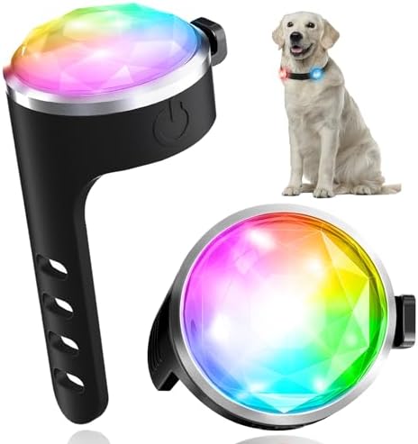 Tubasion 2-Pack Rechargeable Dog Collar Light, 2025 Best 7 Color Changing Light for Dog Collar with 100% Waterproof and Durable Silicone Band. Dog Lights for Night Walking, Camping, Bike