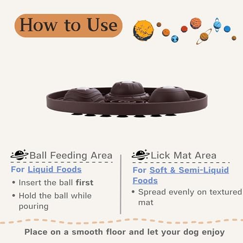 PEDAY Nonslip Silicone Dog Slow Feeder Lick Mat with Rolling Balls