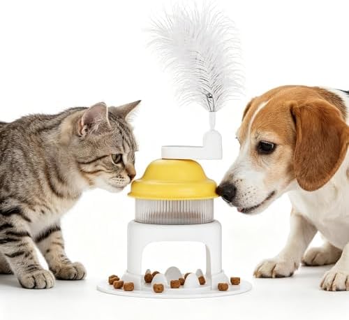 Interactive Cat Treat Dispenser Toy, Yellow