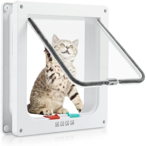 Cat Door for Interior Exterior Door, 4-Way Locking Flap