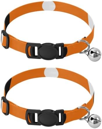 2 Pack Cat Collars Halloween Polka Dot Collar with Bell for Dog Puppy, Adjustable Length 10.6" to 17.1"