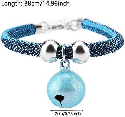 Japanese Pets Cat Collar Adjustable Kitty Kitten Necktie Nylon Necklace Grooming Accessories Pet Supplies with Bell Extension Chain for Wedding Party Birthdays Photoshot (Blue)