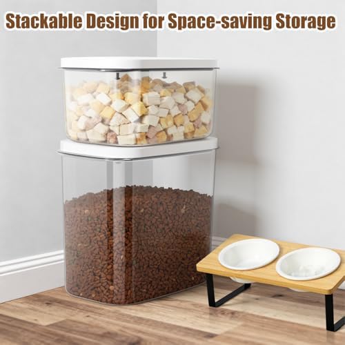 TBMax Dog Cat Food Storage Container 12-15 Lbs with Easy-Carrying Handles, Stackable Pet Food Dog Treat Container with Pop Up Lids, Airtight Food Storage Bin for Kitchen Organization