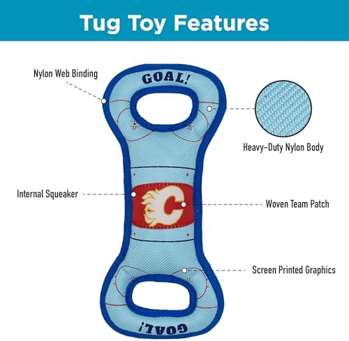 Pets First NHL Calgary Flames Ice Hockey Rink PET Toy with Inner Squeaker. A Tough Toy for Dogs & Cats with Exciting Hockey Graphics, Gorgeous Team Logo & Double Stitch Trims