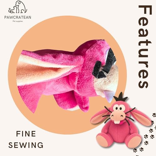 7" Squeaky Plush Toy for Puppies Small Dogs Self Etertainment Washable Soft Made [PET ONLY] (Pink Rabbit)