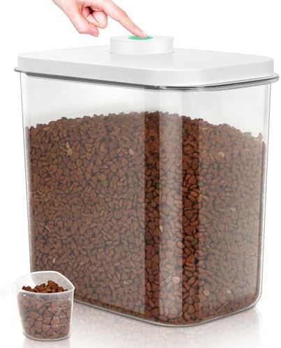 TBMax Dog Cat Food Storage Container 12-15 Lbs with Easy-Carrying Handles, Stackable Pet Food Dog Treat Container with Pop Up Lids, Airtight Food Storage Bin for Kitchen Organization