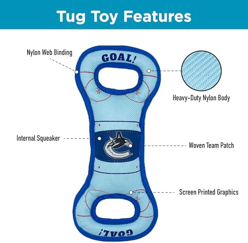 Pets First NHL Vancouver Canucks Ice Hockey Rink PET Toy with Inner Squeaker. A Tough Toy for Dogs & Cats with Exciting Hockey Graphics, Gorgeous Team Logo & Double Stitch Trims
