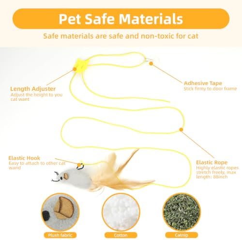 Tocirelo Hanging Cat Mouse Toy, Interactive Motion Activated Squeaky Mice