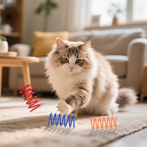 60 PCS 12 Colors Cat Spring Toys, Cat Spiral Springs for Indoor Cats