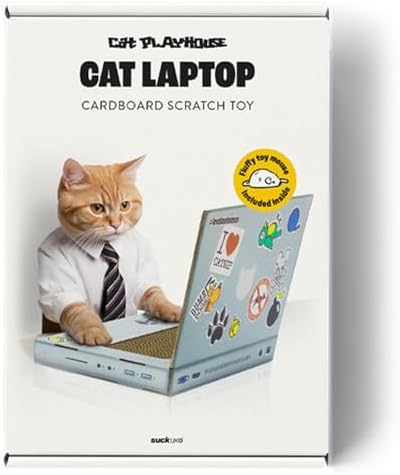Suck UK - Cat Laptop- Cat Scratching Board - Cardboard Scratchers- Scratch Pad & Kitten Scratching Mat - Funny Furniture - Interactive Toy & Kitten Toys Gifts Cats