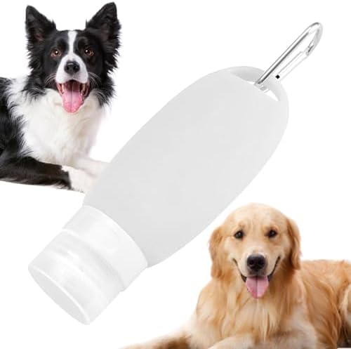 Refillable Silicone Travel Bottle for Dog 3oz (90ml) | Small Refillable Squeeze Bottles with Carabiner | Food-Safe Material