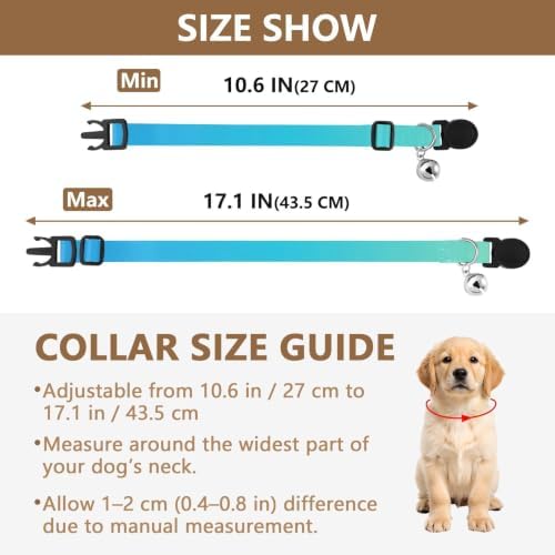 Blue Gradient Adjustable Buckle Kitten Collar 2 Pack Collar for Puppy