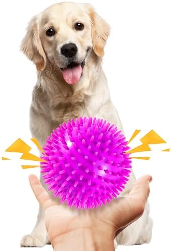 2 Pack 4.5” Squeaky Dog Balls for Large and Medium Dogs, Spiky Dog Toy Balls for Aggressive Chewers