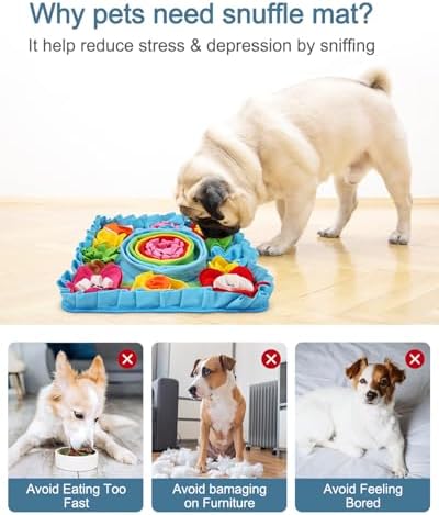 Upgraded Snuffle Mat for Dogs, 19.7''x19.7'' Interactive Feed Game for Boredom, Felt Wool Dog Feeding Mats for Small/Medium/Large Dogs, Encourages Natural Foraging Skills and Stress Relief