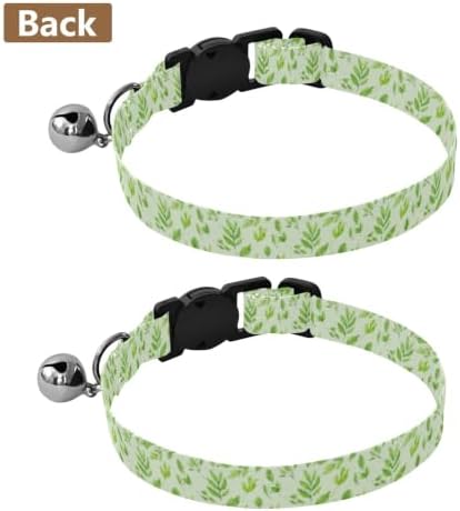 Watercolor Green Leaf Adjustable Buckle Dog Collar 2 Pack for Kitten