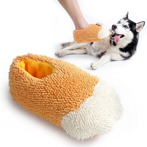 Nocciola Squeaky Dog Toy, Wearable Paw Slipper for Interactive Foot Play