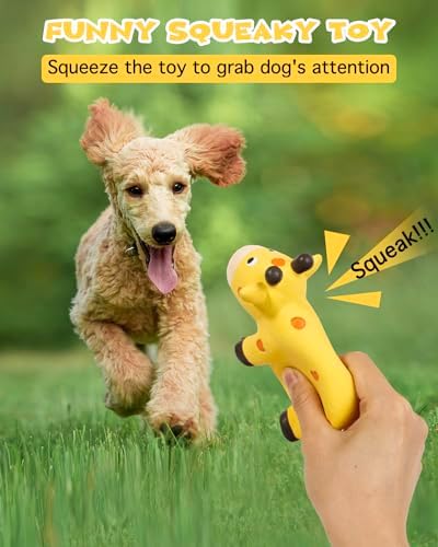 SCHITEC Squeaky Rope Dog Toys, Latex Rubber Squeak Animal Tug of War Toy, [2 Pack] Interactive Play Puppy Chew Toy for Small Medium Dogs