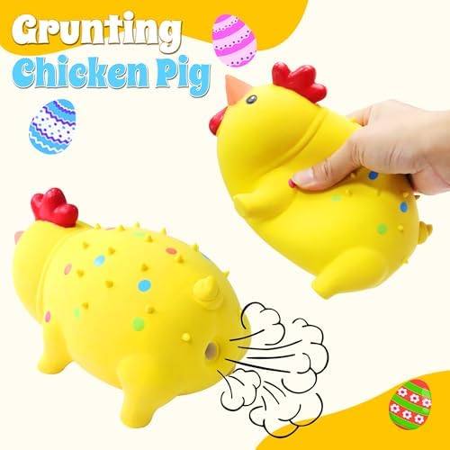 Squeaky Pig Dog Toys, Rubber Pig Dog Toys for Small, Medium & Large Dogs, Durable Interactive Latex Squeaky Chew Toys