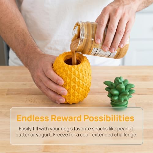 M.C.works Freezable Pineapple Aggressive Chewers Toy - Treat Dispenser