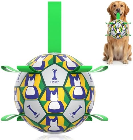 Dog Soccer Ball with Straps, 6 Inch for Small and Medium Dogs, B