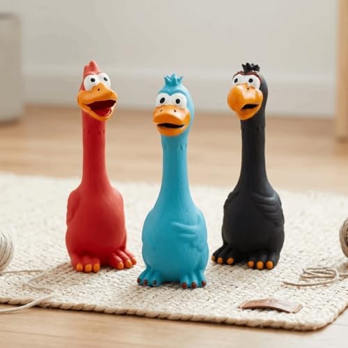 Squeaky Chicken Toy, Latex Rubber Screaming Chicken Toy, Chew Toy, Teething, Stress Relief,for Small Medium Large Dogs, Indoor Outdoor Play(Blue)