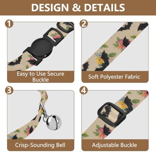 Black Bats Soft Cat Collar, 2 Pack Kitten Bell Collar