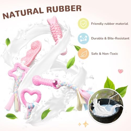 5 Pack Puppy Chew Toys for Small Dogs,Puppy Teething Toys for Small Puppies,Soft Rubber Dog Toys for Small Breed Interactive Chew Toys to Keep Them Busy (Pink)