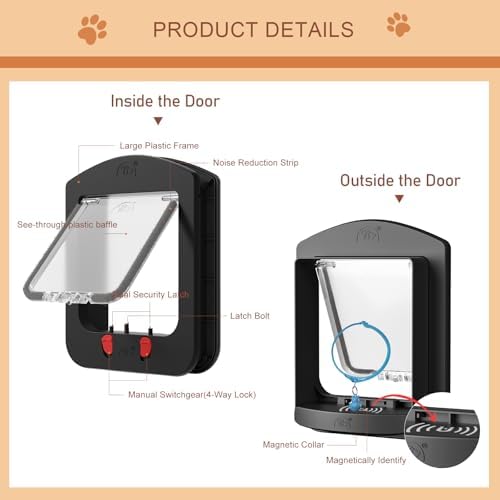 Smart Cat Door 4 Way Locking with Collar Sensor 4pcs