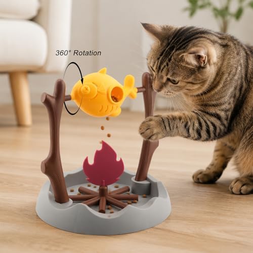 BBQ-Style Cat Slow Feeder, Interactive Toy, Treat Puzzle Feeder for Pets, Mental Stimulation Food Dispensing Toy, Puppy Kitten Dishes, Keeps Pets Busy & Prevents Overeating