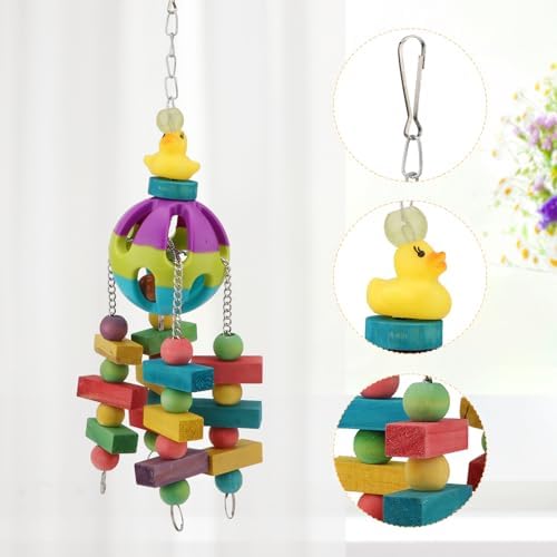 Hypeety Parrot Ball Toy Plastic Colorful Bird Chew Ball with Bells for Cage