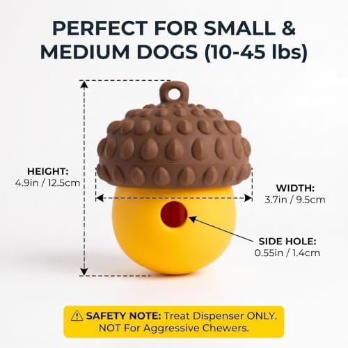 Dog Toy Treat Dispenser, Slow Feeder Puzzle (Orange-Yellow) | 2-in-1 slow feeder & freezable lick toy. Twist-open 2-piece easy clean. Food-grade silicone for small & medium dogs.