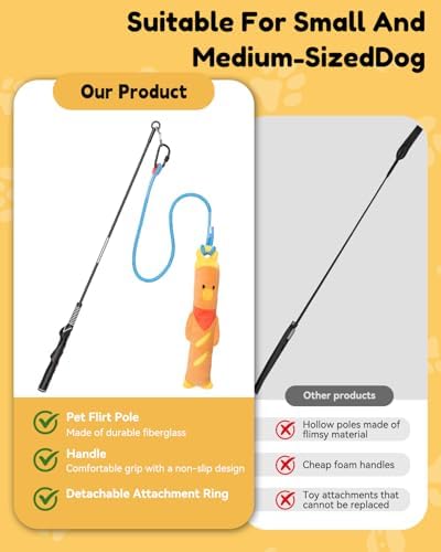BurgeonNest Flirt Pole for Dogs with 3 Replacement Toys