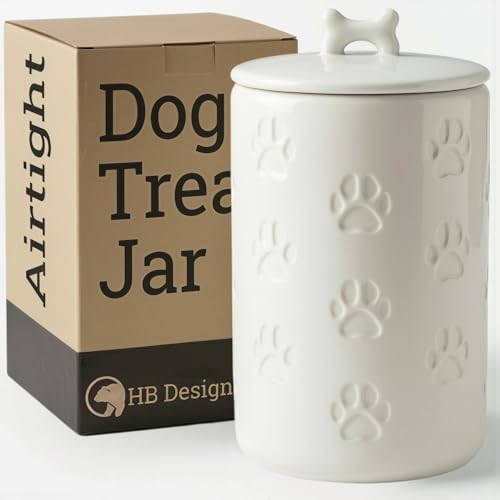 Dog Treat Container Airtight, 5"W x 9"H, Ceramic 7 Cups Big Treats Canister