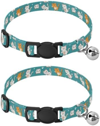 Cute Cartoon Cats Easy to Clean Cats Collar 2 Pack Cat Neck Collar