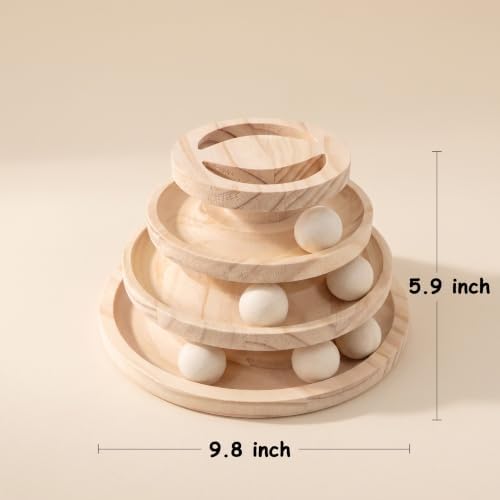 Cat Ball Track, Wooden Interactive Cat Toys for Indoor Cats, Kitten Toys S