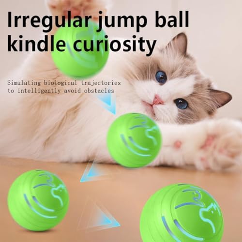 Smart Jumping Ball Dog Toy, Automatic Moving Pet Ball, Suitable for Toy Balls for Small Dogs and Cats (Green)