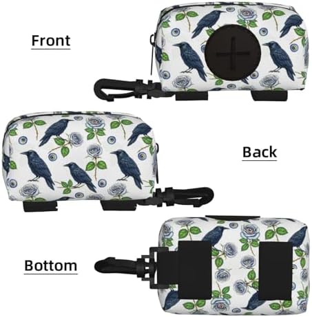 Dog Waste Bag Dispenser Trippy Eye Rose Crow Raven Bird Pet Poop Bags Holder for Doggie Waste Bags for Leash Accessory