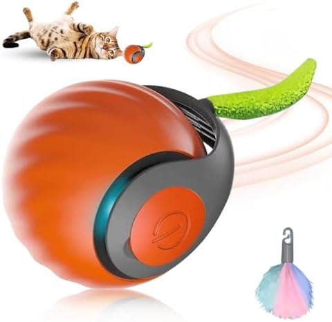 Upgrade Speedy 3.0 Tail Cat Toy, 2026 New Speedy Tail Interactive Cat Toy for Indoor Cats, USB Rechargeable Automatic Moving Smart Cat Toys Ball with Tail Two Speed Adjustment (Orange, 1PC)