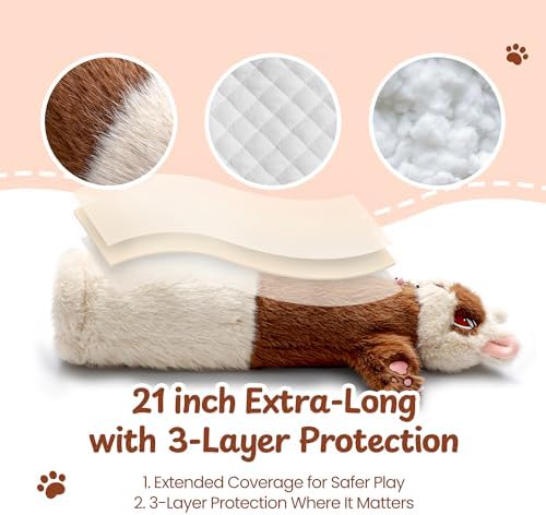 Cat Wrestling Glove, 22 inch Cat Puppet Wrestler with 3 Catnip Pouches & 3 Layer Resistant Protection, Interactive Cat Toy with Removable Bell for Boredom Relief & Mental Stimulation, Raccoon