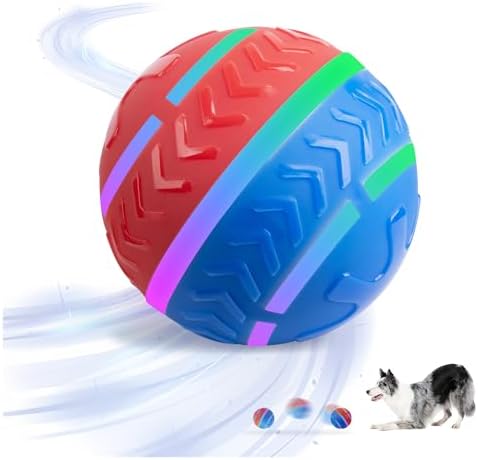 Pet Prime Interactive Dog Ball,Automatic Self Moving Dog Toys to Keep Them Busy,Rechargeable Motion Activated Rolling Ball with Lights for Small Medium and Large Dogs,2 Modes for Fun