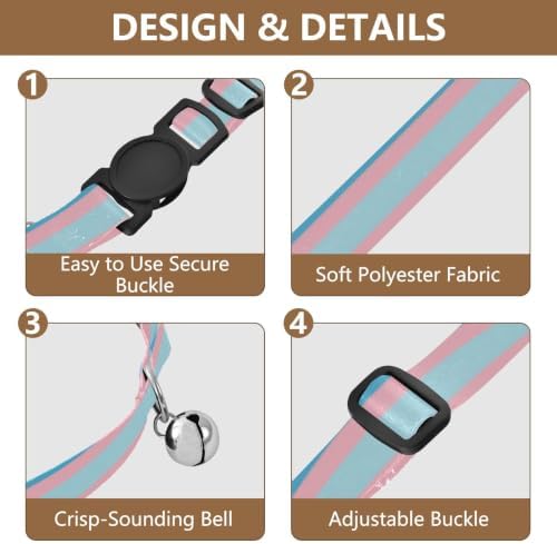 2 Pack Cats Collar Stripes Blue Kitten Bell Collar, Adjustable Length 10.6" to 17.1"