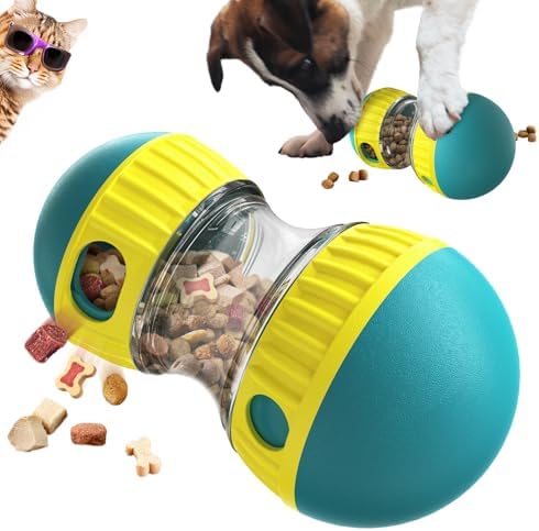 Dog Enrichment Toys, Slow Feeder Puzzle Toy for Cats & Dogs - Interactive Treat Dispenser, Mental Enrichment for Small/Medium Pets (Yellow-Green)