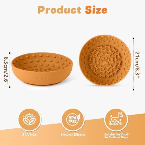 Dog Lick Bowl, Silicone Slow Feeder Dog Bowl with Strong Suction, Orange
