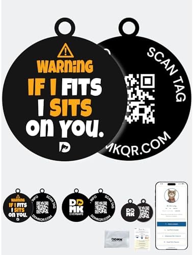 DDMK Smart Pet Tag Set | Includes 3 Tags | QR Code for Instant Alerts | Custom Pet Profiles | Durable & Waterproof | No Subscriptions or Fees |30-IF I FITS I Sits ON You