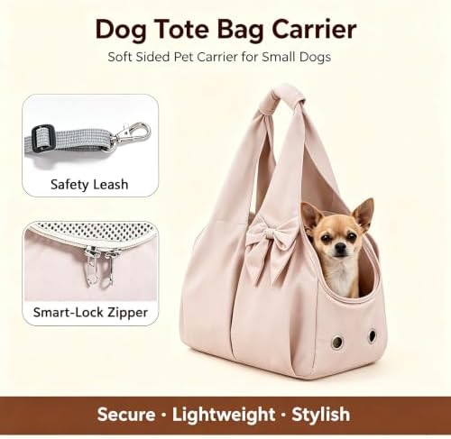 Small Dog Carrier Purse,Soft-Sided Dog Bag Carrier for Outings (Beige)