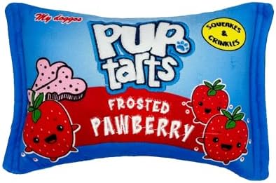 Huxley & Kent Power Plush Squeaky Dog Toy, Pup-Tarts Frosted Pawberry, Sm