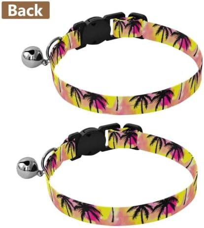 Black Palm Trees Watercolor Easy to Wear Dog Collar 2 Pack Collars for Cats
