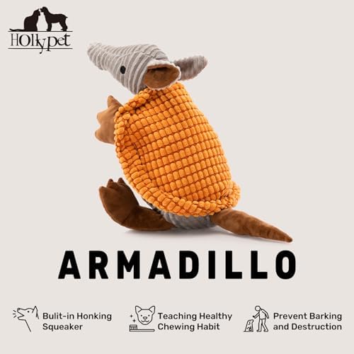 Hollypet Armadillo Squeaky Dog Toys for Medium Large Dogs, 14"