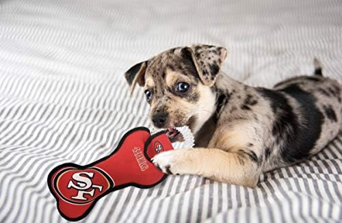 Pets First NFL SAN Francisco 49ERS Dental Dog TUG Toy with Squeaker. Tough PET Toy for Healthy Fun, Teething & Cleaning Pet's Teeth & Gum.